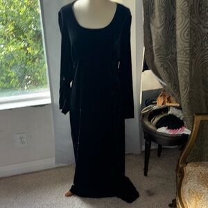 Vintage velvet Laura Ashley black dress with a scoop neck. Timeless and elegant.